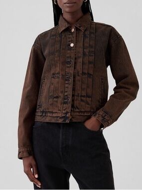 New GAP Tux Icon Oversized Denim Jacket Woodsy Brown